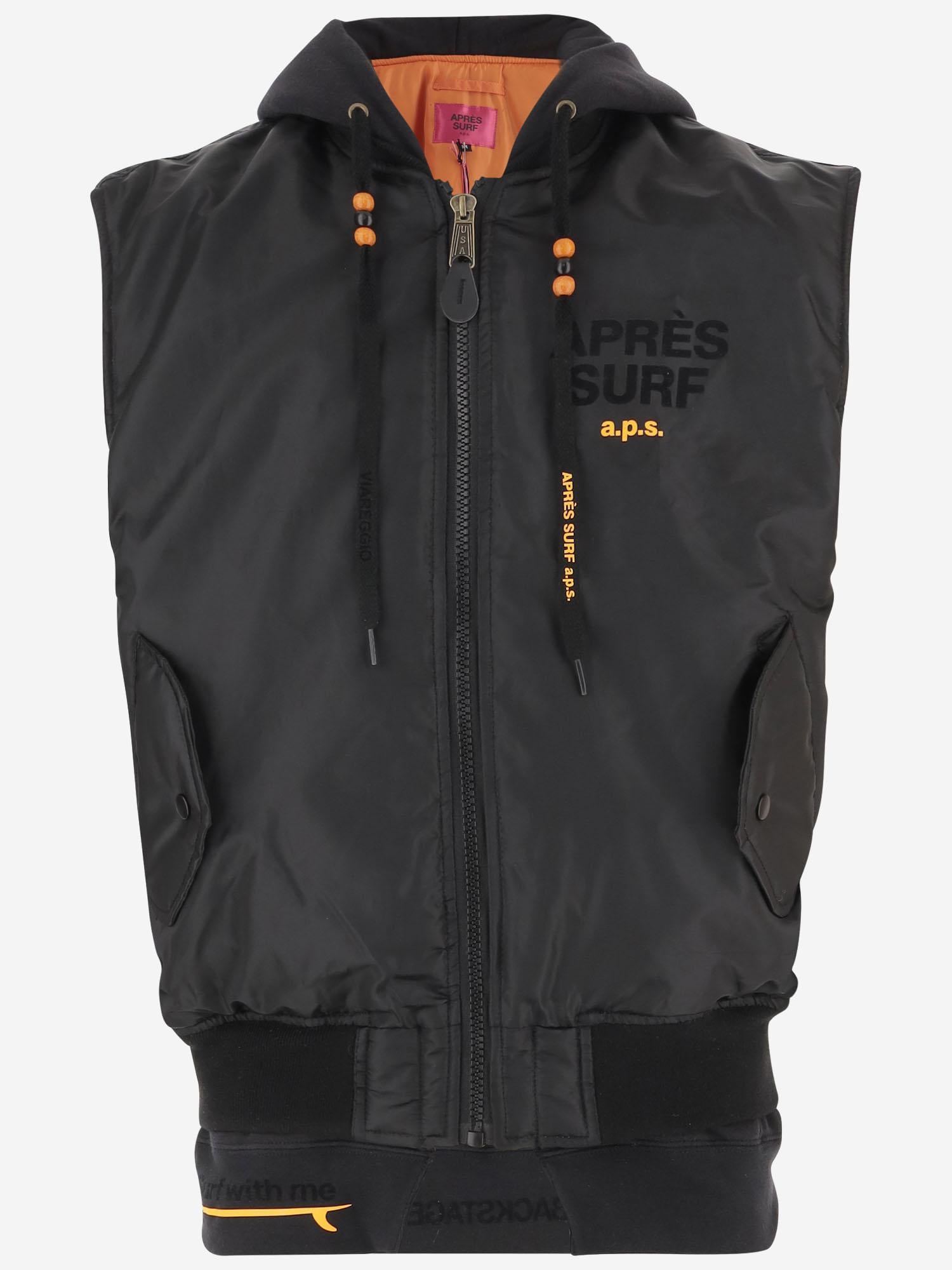 GIUBBOTO SMANICATO con cappuccio in felpa 1033BIGKAUNABOMBER BLACK APRES SURF 