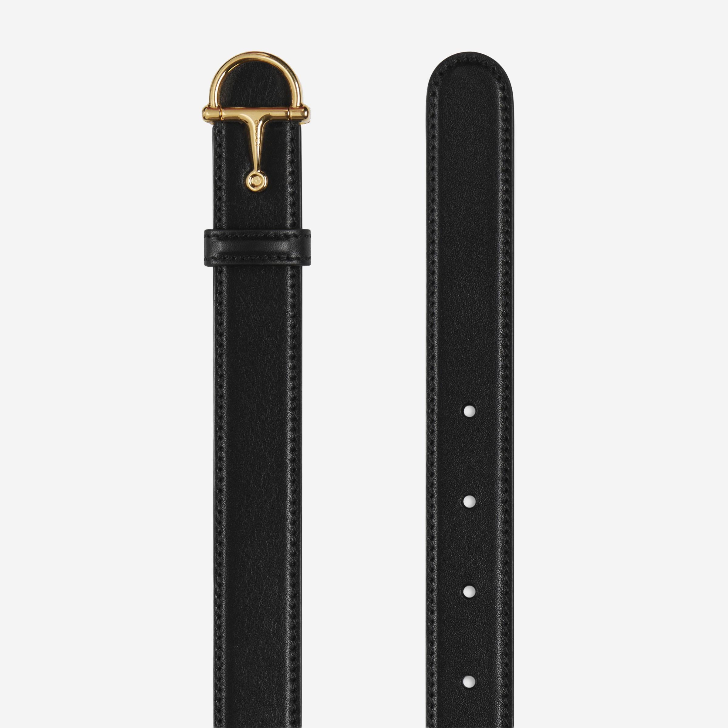 Cintura sottile in pelle con fibbia a mezzo morsetto 836993 AAEC21000 GUCCI 
