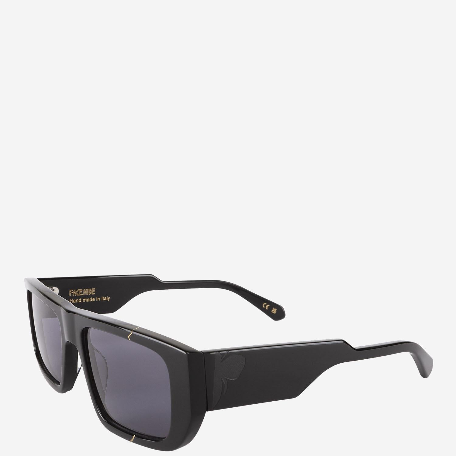 OCCHIALI DA SOLE VISION COSMO CON LOGO BROKENVSION ALLBLACK FACE HIDE 