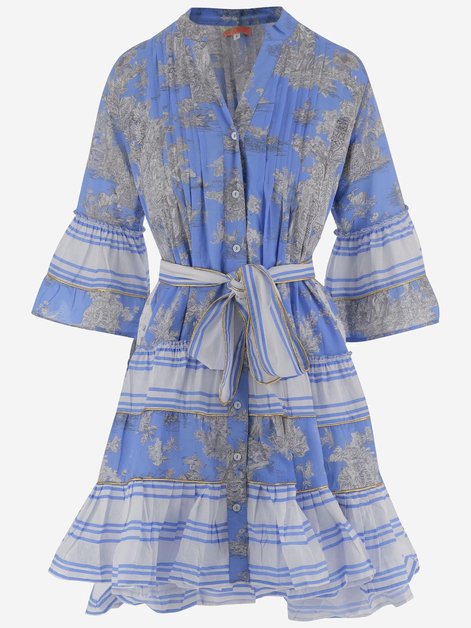 ABITO IN COTONE CON MOTIVO floreale NEWTOILE 04BLUEGREY PEPS CANNES 