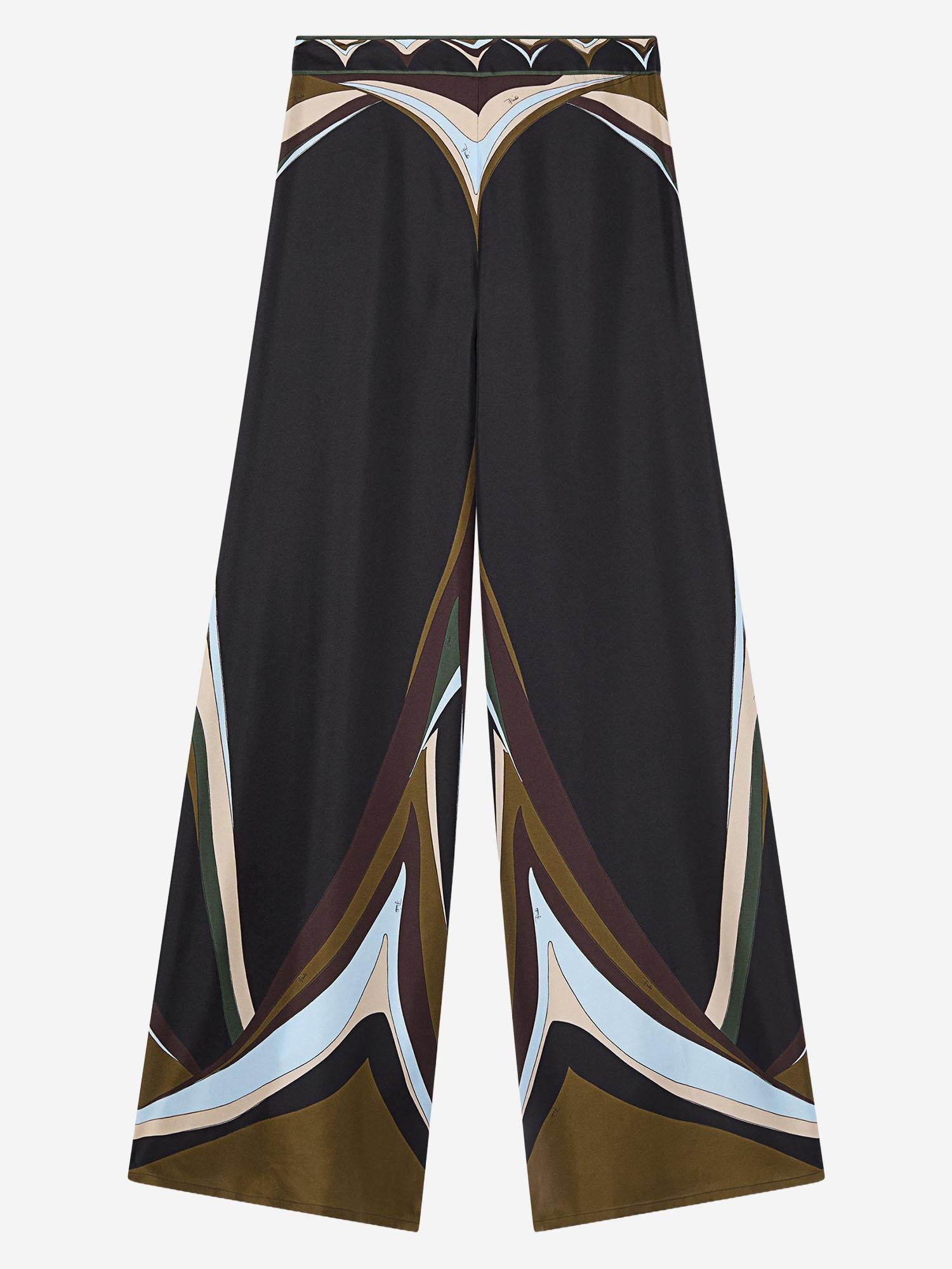 PANTALONI PALAZZO IN SETA IN STAMPA FARI 6HRT036H872 072 EMILIO PUCCI 