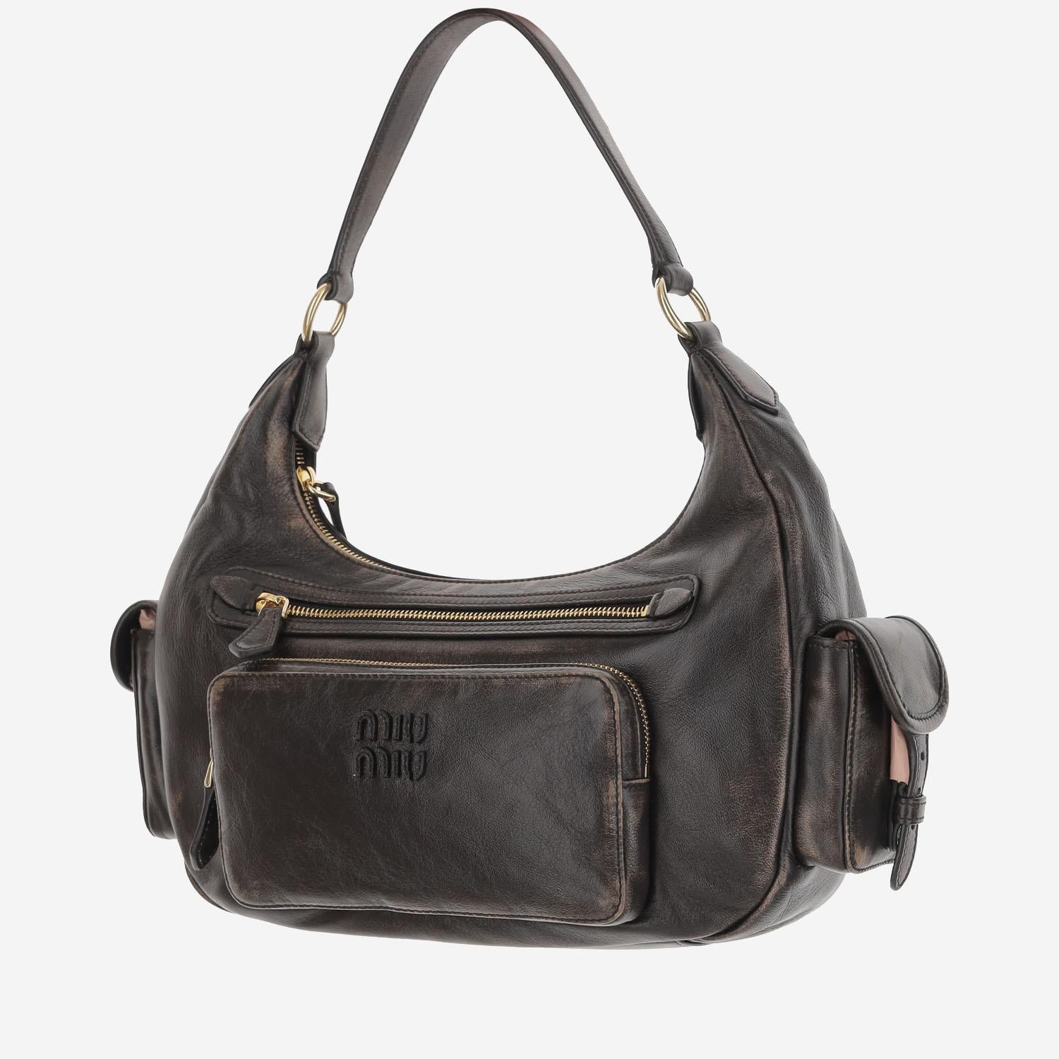 Borsa Pocket in nappa invecchiata 5BC189 AF8TF0201 MIU MIU 