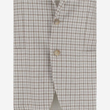 GIACCA MONOPETTO IN MISTO LINO CON MOTIVO CHECK 1SMC22K 340303EA926 TAGLIATORE 