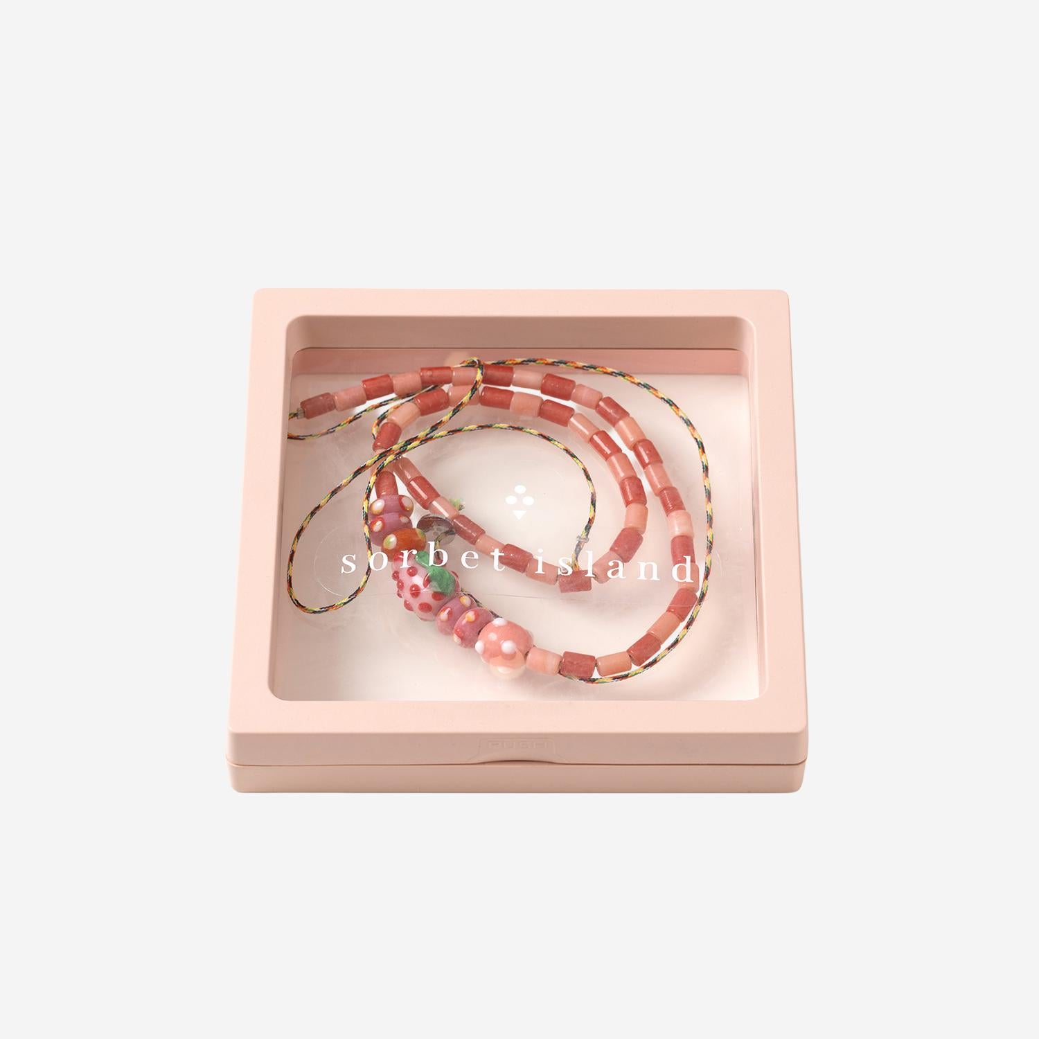 Collana con perle miste in vetro MIXEDGLASSBEAD STRAWBERRYPINKRED SORBET ISLAND 