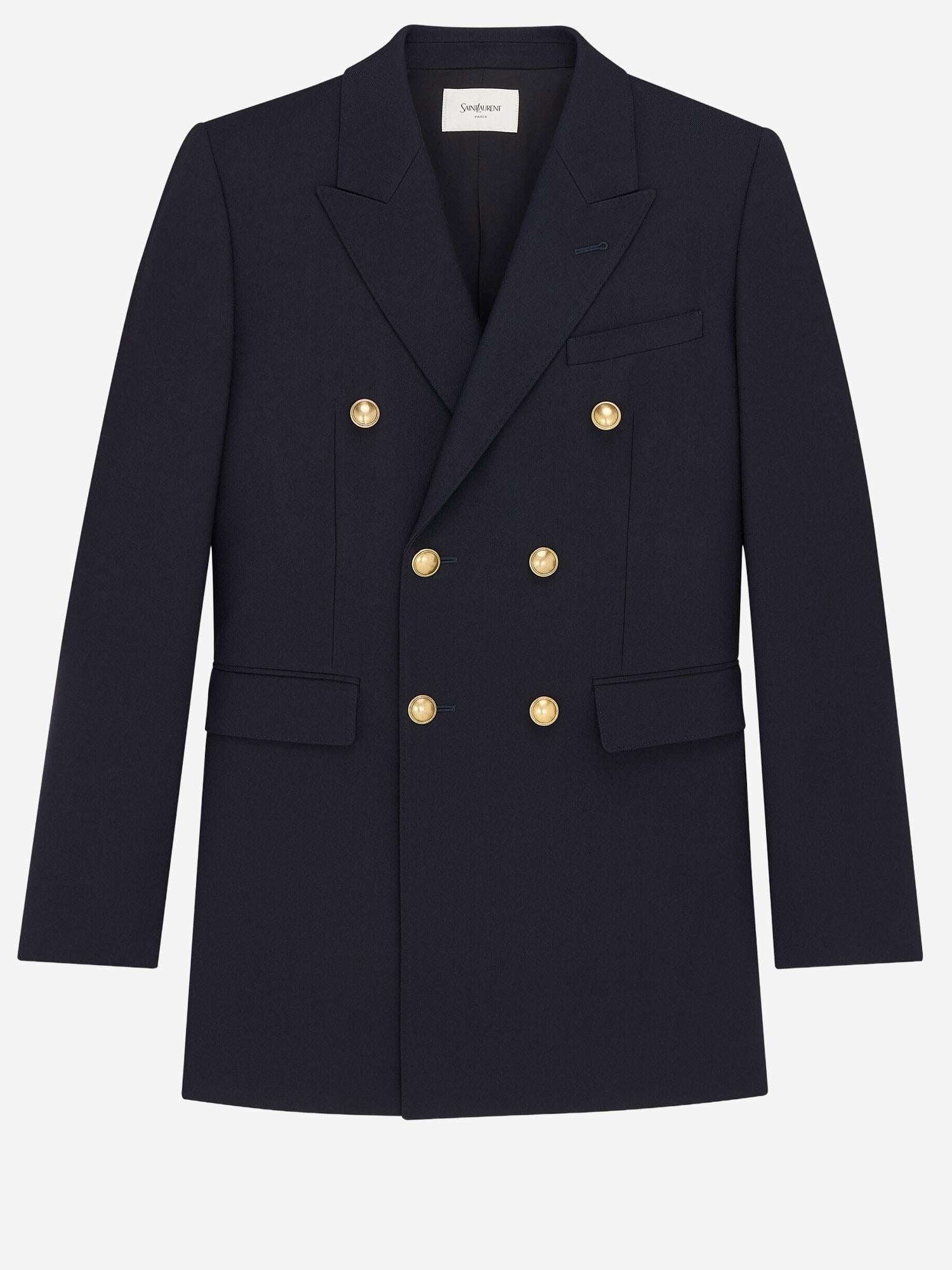 GIACCA DOPPIOPETTO IN GABARDINE DI LANA 631980 Y7B734141 SAINT LAURENT 