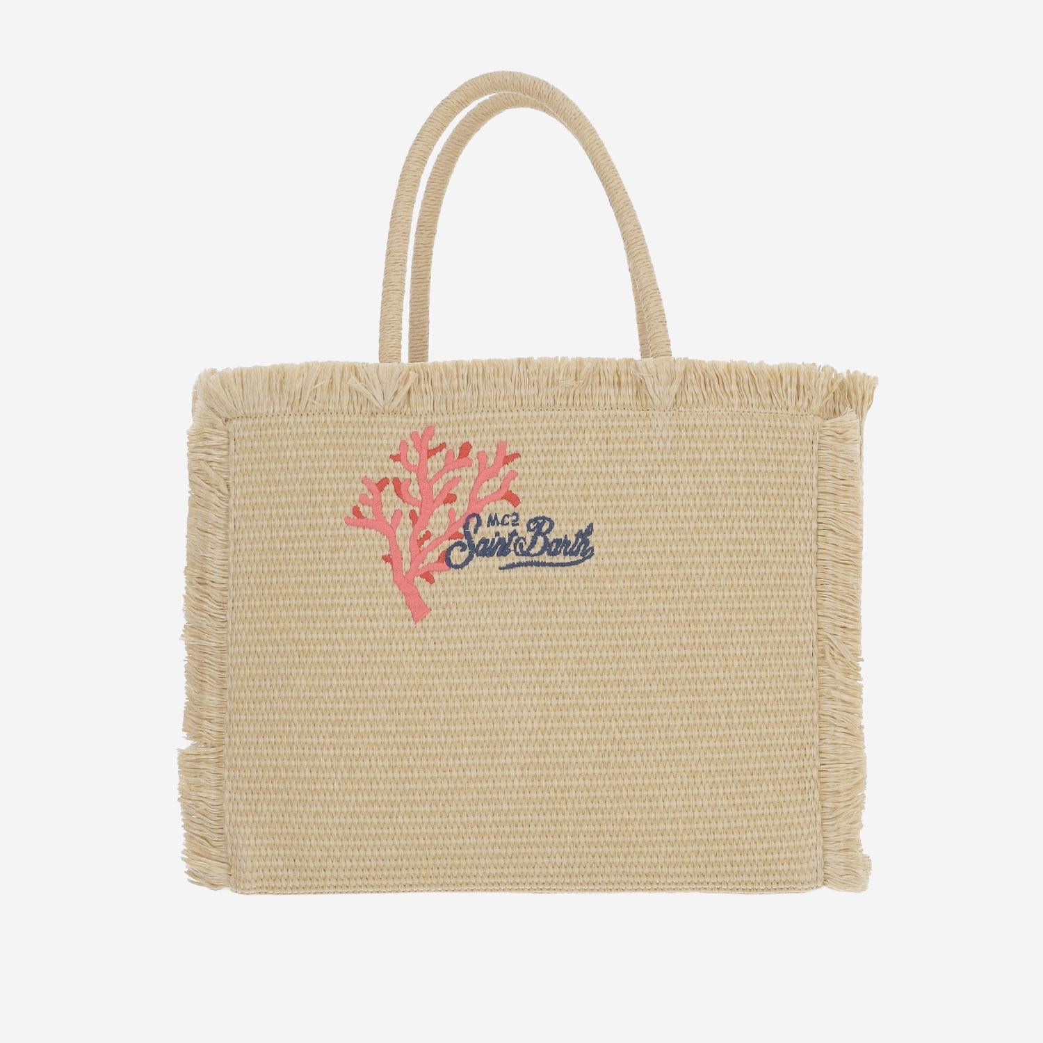 BORSA IN MISTO COTONE CON RICAMO CORALLO E LOGO VANI021 09064L MC2 SAINT BARTH 