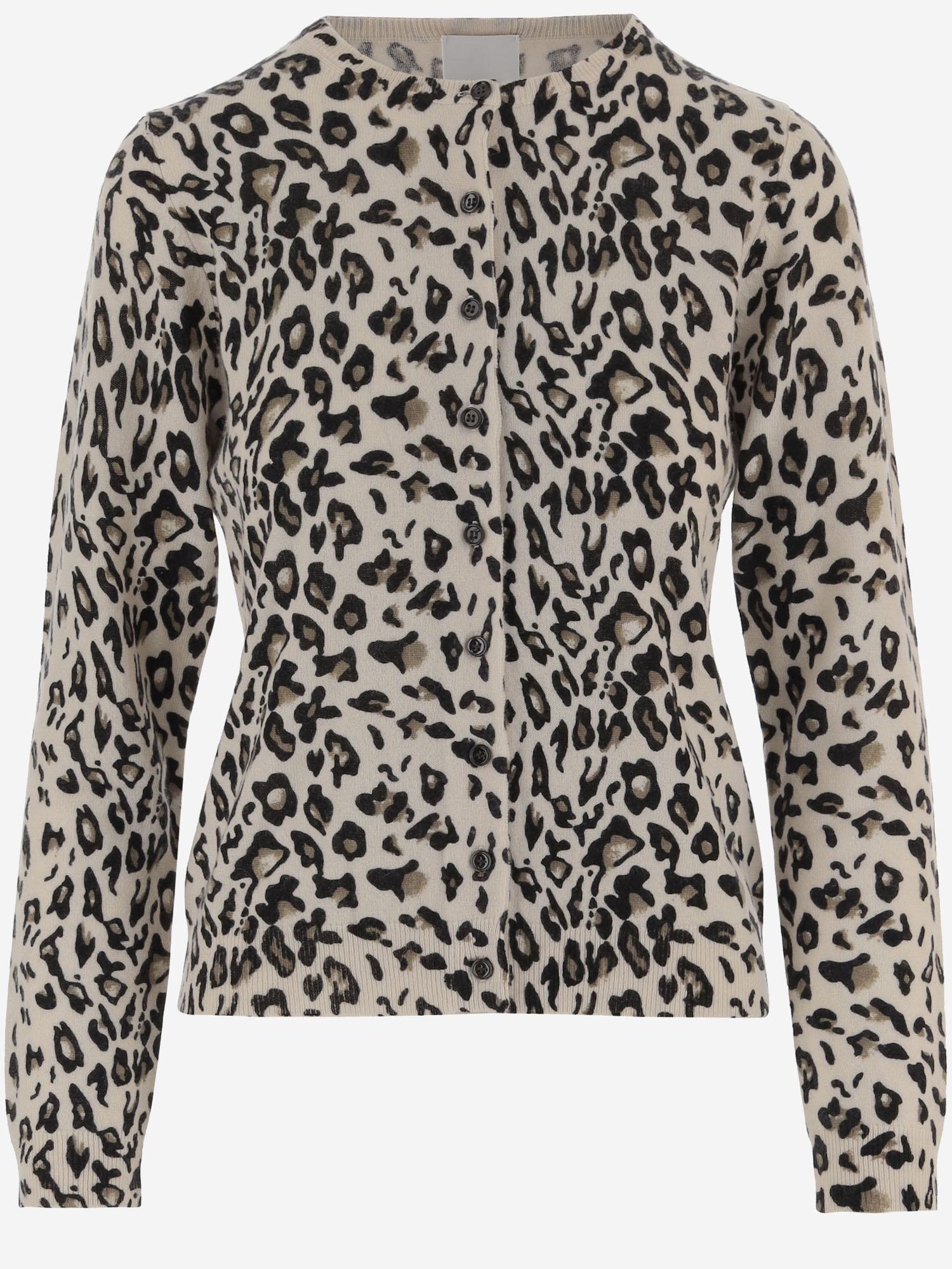 CARDIGAN IN LANA E CASHMERE STAMPA ANIMALIER 25517640 909 ALLUDE 