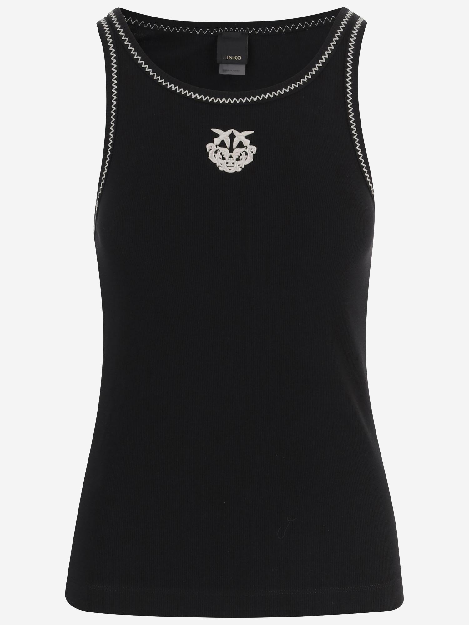 CANOTTA A COSTINE CON RICAMO LOVE BIRDS 106816 A3ALZZ2 PINKO 