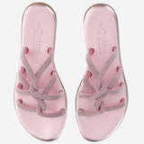 SANDALI IN PELLE CON STRASS TASO ROSA KIMA 