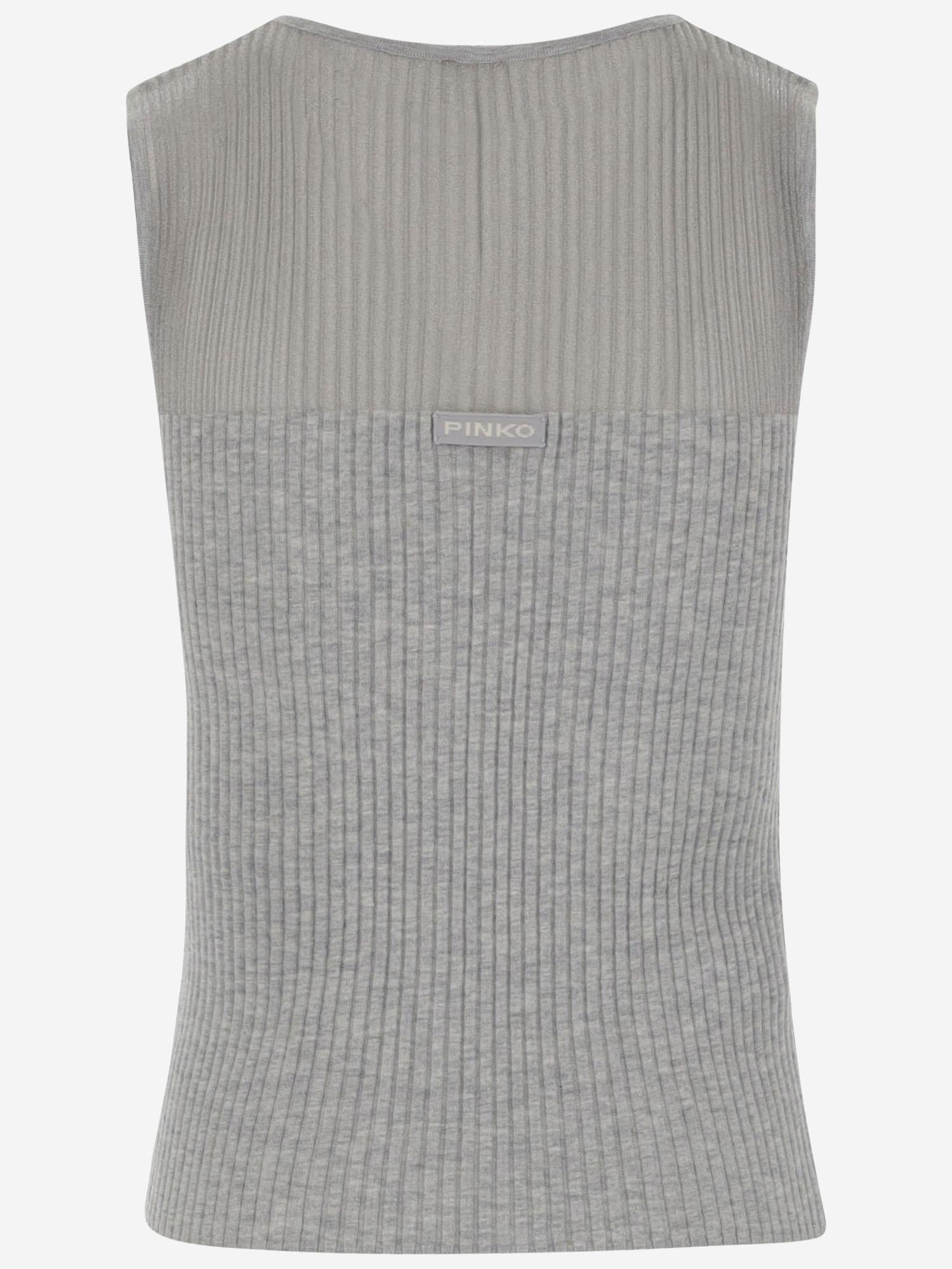 TANK TOP IN MISTO LANA CON LOGO 104634 A2E7I22 PINKO 