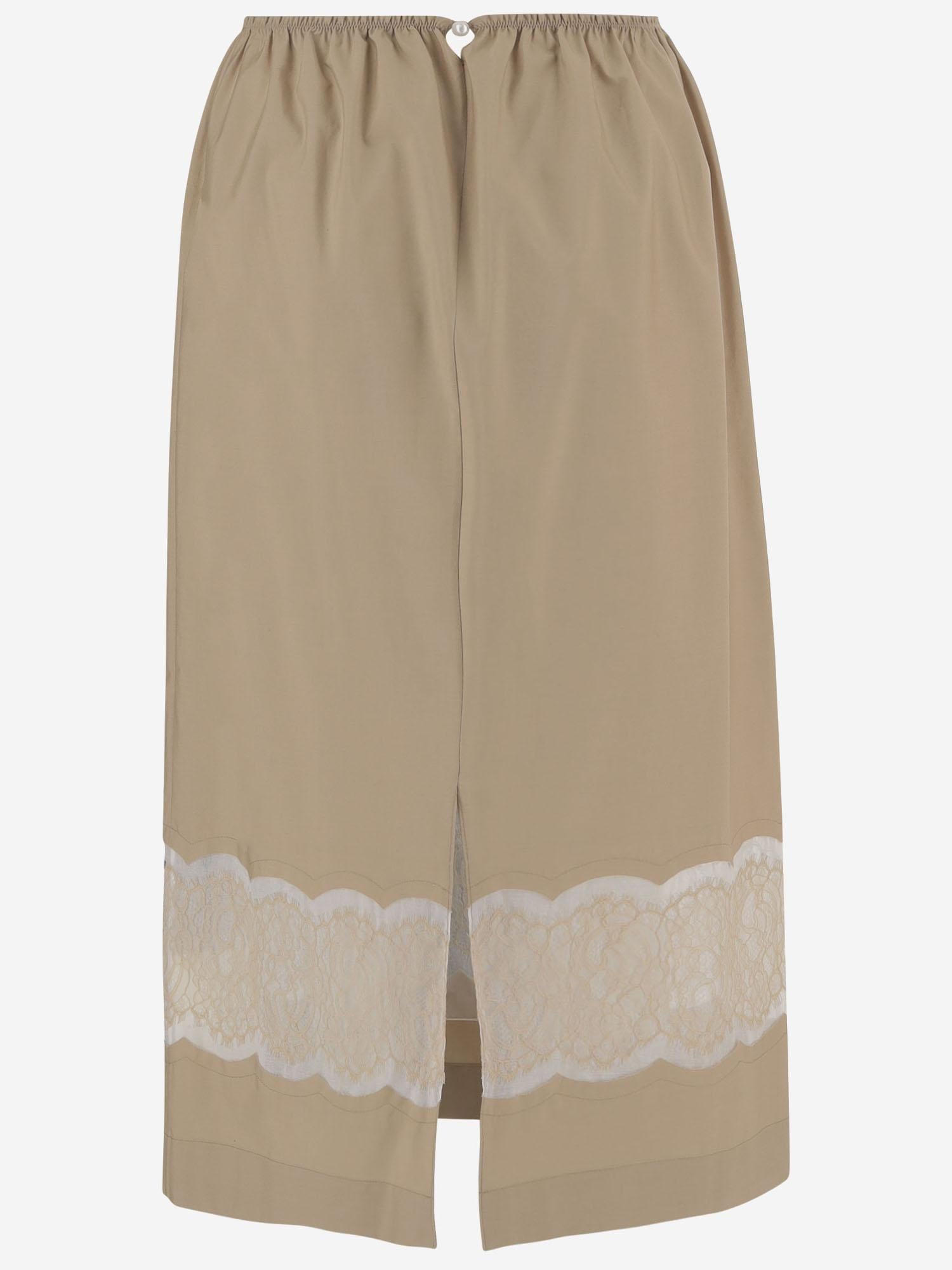 GONNA IN COTONE CON DETTAGLIO IN PIZZO 6261K21098 Oat CARVEN 