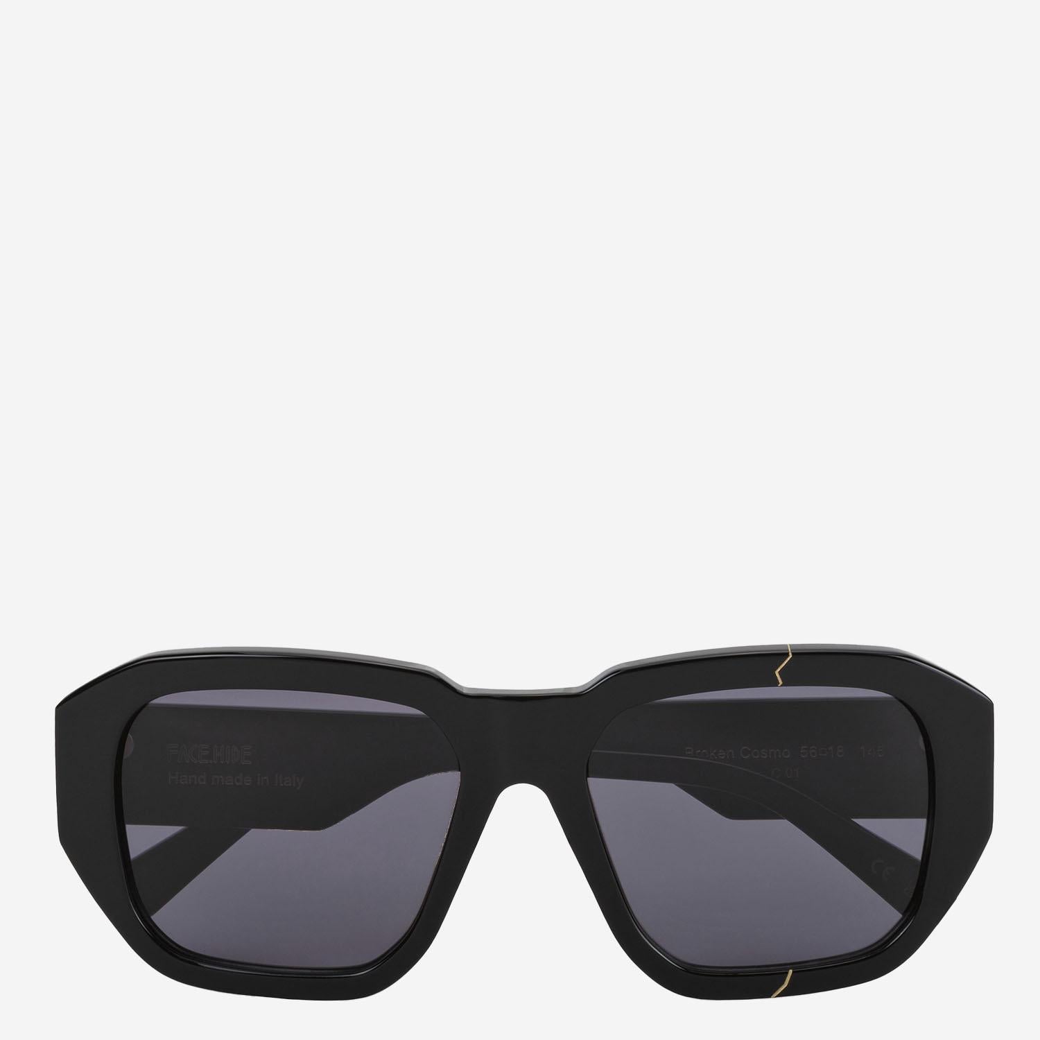 OCCHIALI DA SOLE BROKEN COSMO CON LOGO BROKENCOSMO ALLBLACK FACE HIDE 