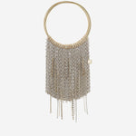 BORSA A MANO CON FRANGE A CATENA LEFLUFF GREYGOLD SILVIA GNECCHI 