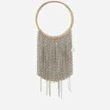 BORSA A MANO CON FRANGE A CATENA LEFLUFF GREYGOLD SILVIA GNECCHI 