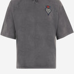 T-SHIRT IN COTONE CON RICAMO FIAMMA E LOGO POSTERIORE 80OAHE22 CJW13899 JUST CAVALLI 