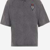 T-SHIRT IN COTONE CON RICAMO FIAMMA E LOGO POSTERIORE 80OAHE22 CJW13899 JUST CAVALLI 