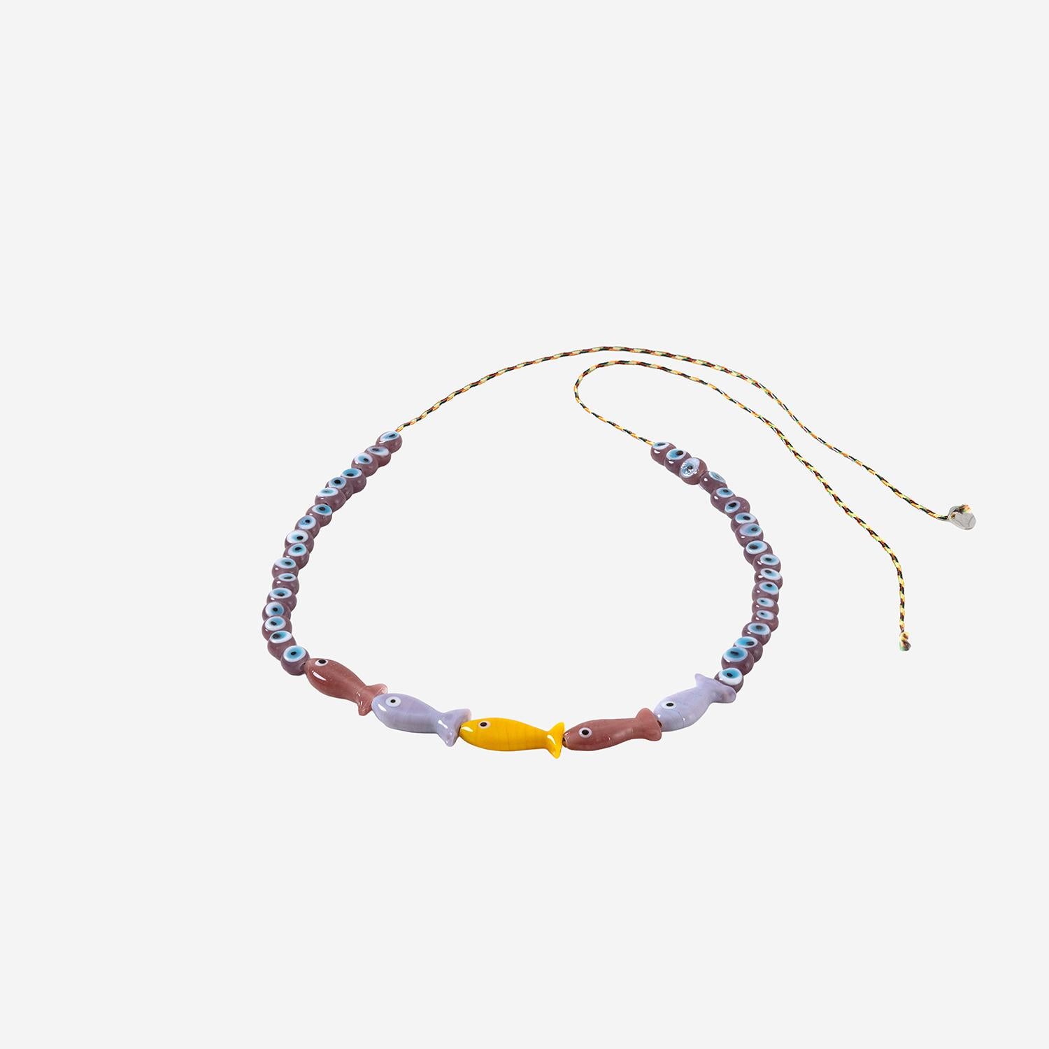 BRACCIALE IN TESSUTO E PERLE DI VETRO FISHGLASSBEAD PINKPURPLE SORBET ISLAND 