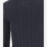 MAGLIA IN LANA E SETA A COSTE 6252K21070 MIDNIGHT CARVEN 