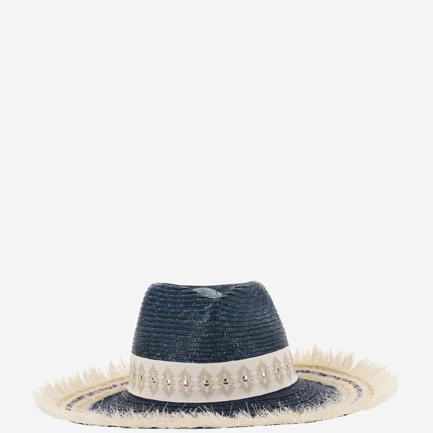 CAPPELLO IN MISTO PAGLIA E VISCOSA CON RICAMO 385981 92 FERRUCCIO VECCHI 