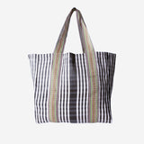 BORSA SHOPPING CON MOTIVO A RIGHE AU820995 08BLACK/WHITE EJA 