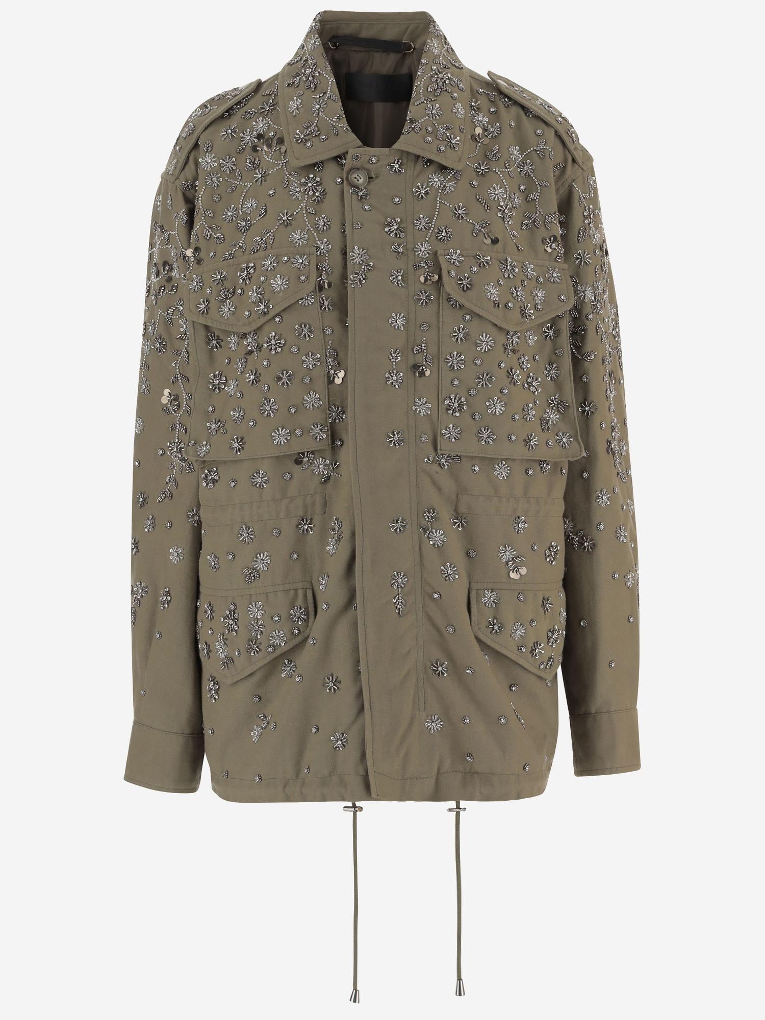 GIACCA IN COTONE RICAMATA CON APPLICAZIONI LUCIABRIGHT SAGE NOVELLE 