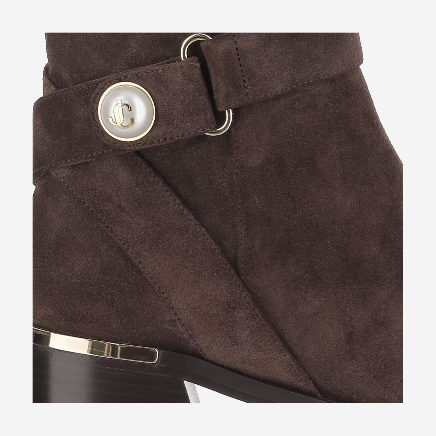 STIVALETTI NOOR 45 IN PELLE SCAMOSCIATA NOOR45 SVVCHOCOLATE JIMMY CHOO 