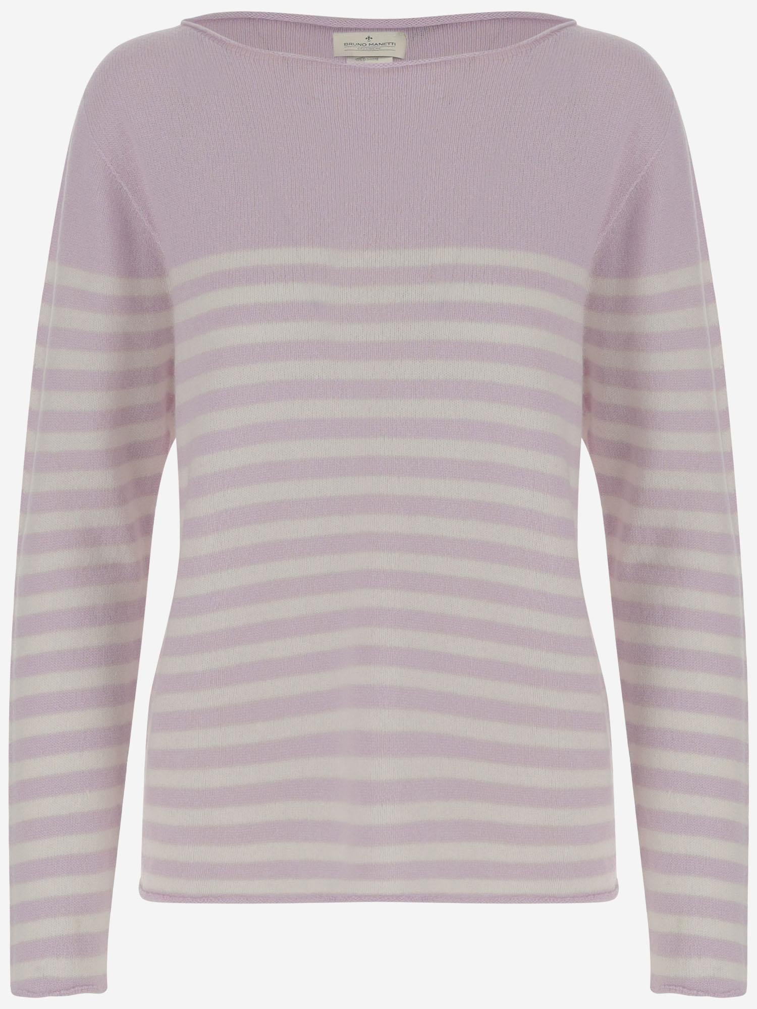 MAGLIONE IN CASHMERE CON MOTIVO A RIGHE P2C110 V497 BRUNO MANETTI 