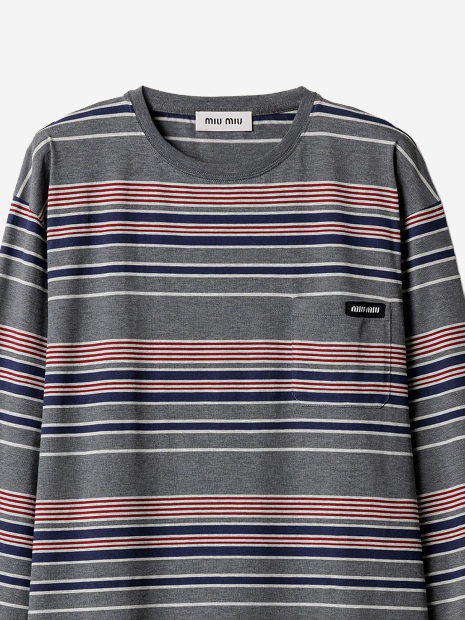 MAGLIA IN COTONE CON MOTIVO A RIGHE MJLA18 18ZVF0R3S MIU MIU 