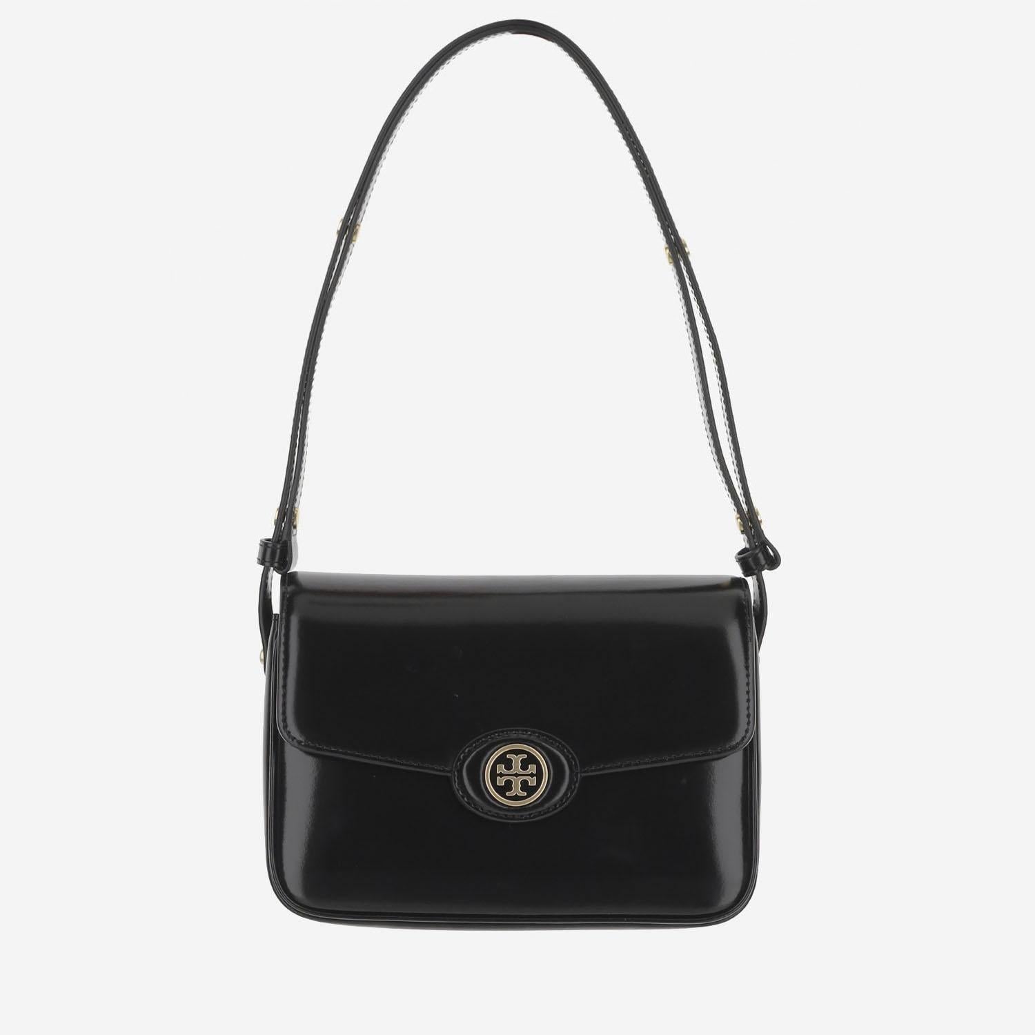 BORSA A SPALLA ROBINSON IN PELLE LUCIDA 143122 001 TORY BURCH 
