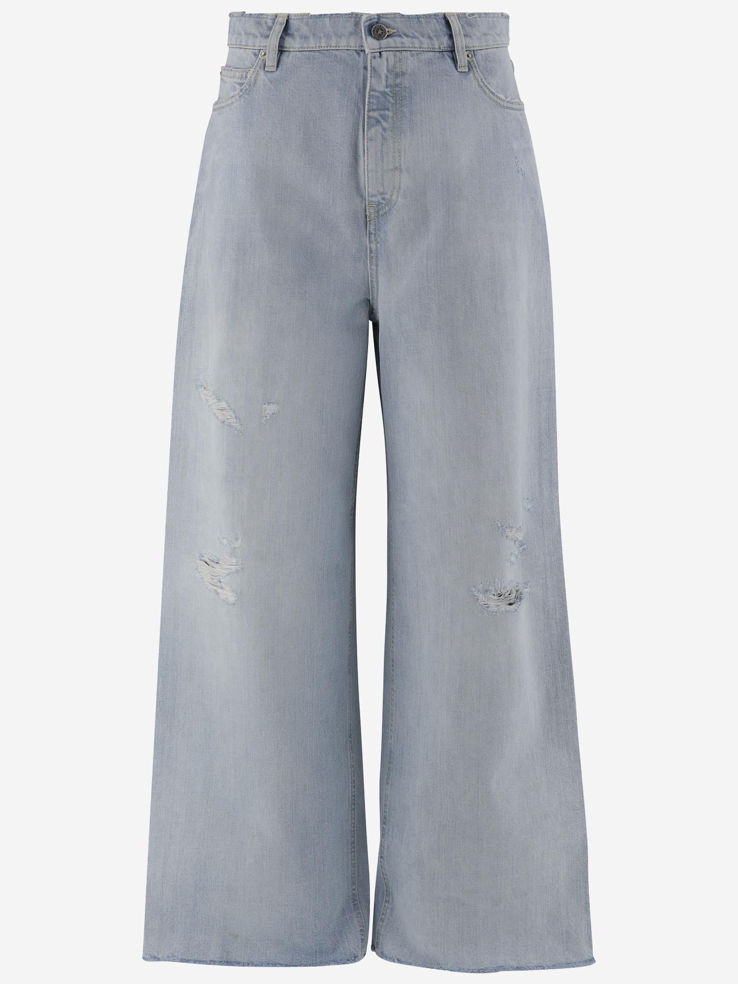 PANTALONI A PALAZZO IN DENIM DI COTONE GWP02079P0018 50134 GOLDEN GOOSE 