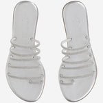 SANDALI IN PELLE CON STRASS KOS SILVER KIMA 