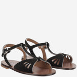 SANDALI IN PELLE 1323B SCAMOSCIATONERO PèPè KIDS 