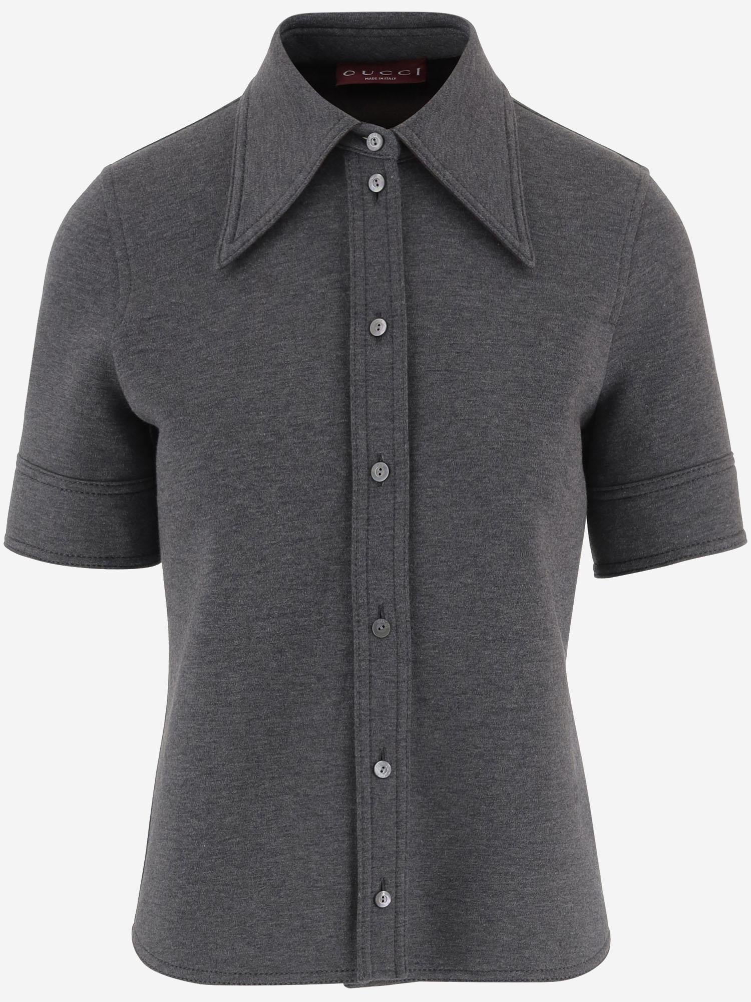 CAMICIA IN MISTO LANA CON COLLETTO AMPIO 836442 Z7AY91088 GUCCI 