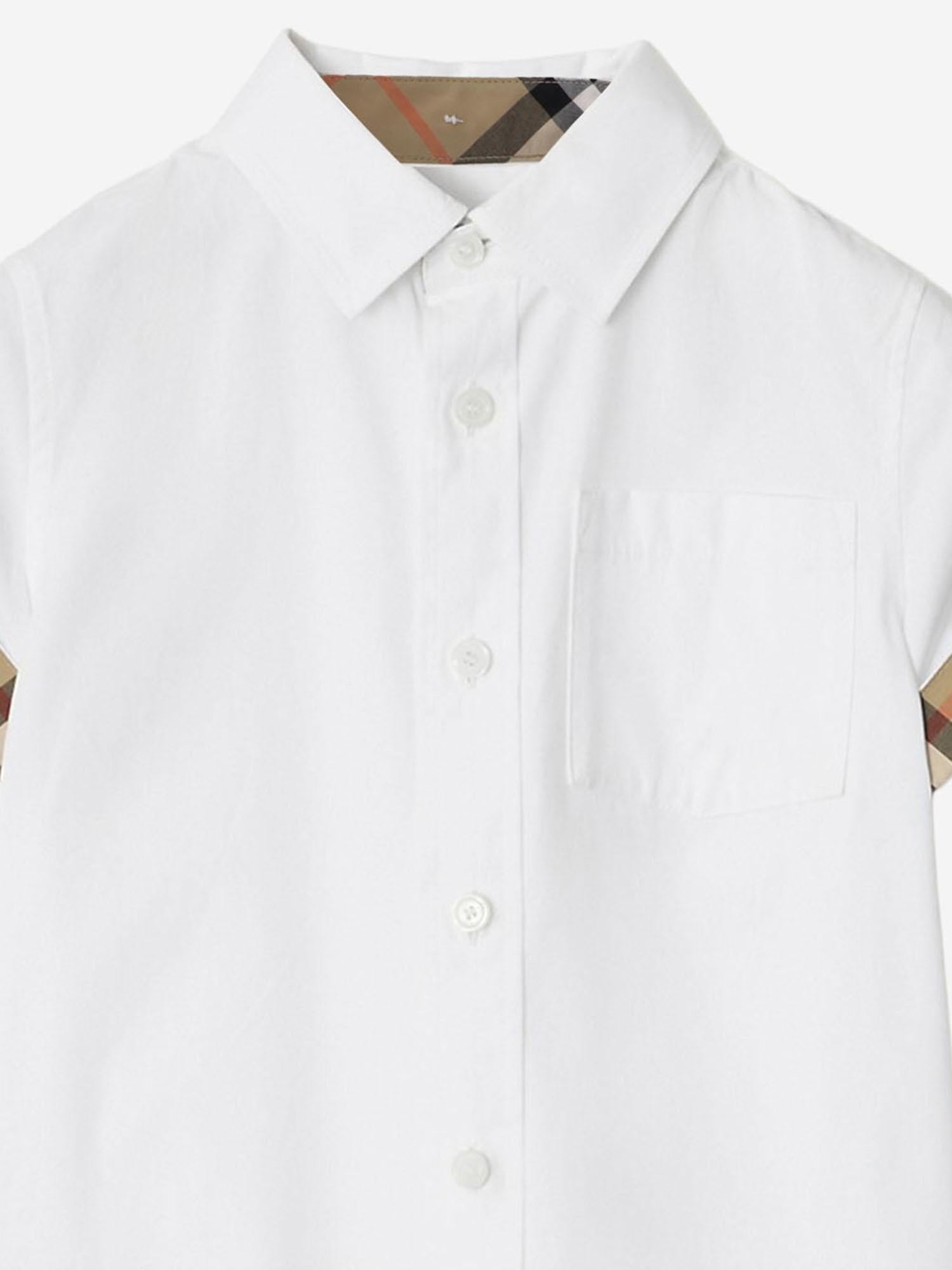 CAMICIA IN COTONE CON MOTIVO CHECK 8117167 WHITE BURBERRY KIDS 