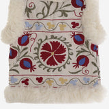 Gilet suzani con pelliccia di pecora BG101 WHITEWITHREDEMBROIDERY ZAZI 
