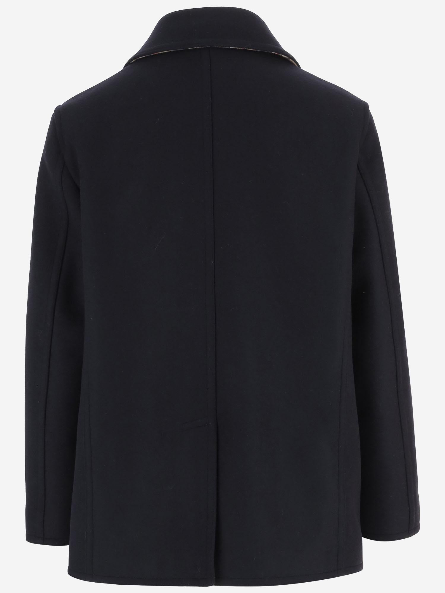 CAPPOTTO DOPPIOPETTO IN LANA 8115005 NAVY BURBERRY 