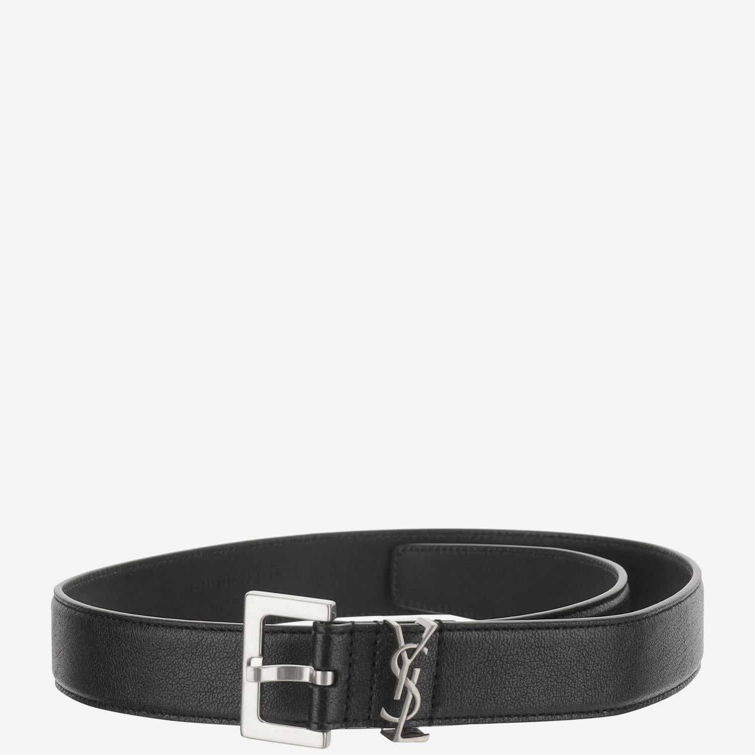 CINTURA CON PLACCA MONOGRAMMA 634440 BRM0E1000 SAINT LAURENT 