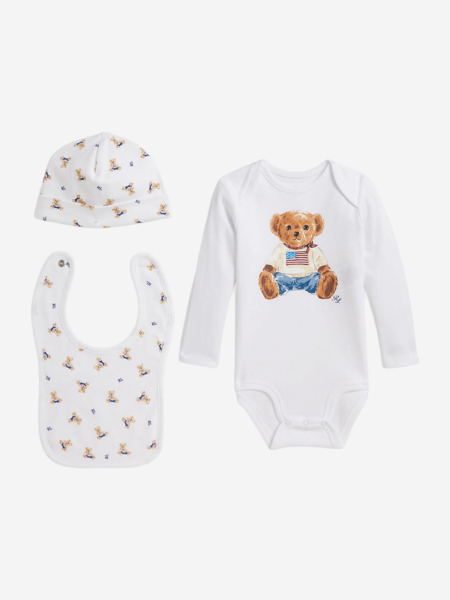 SET REGALO POLO BEAR TRE PEZZI IN COTONE 320P00760 001 POLO RALPH LAUREN KIDS 