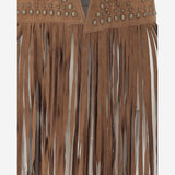 GILET IN PELLE SCAMOSCIATA CON FRANGE UN33 RSC375 UNCOMMON 