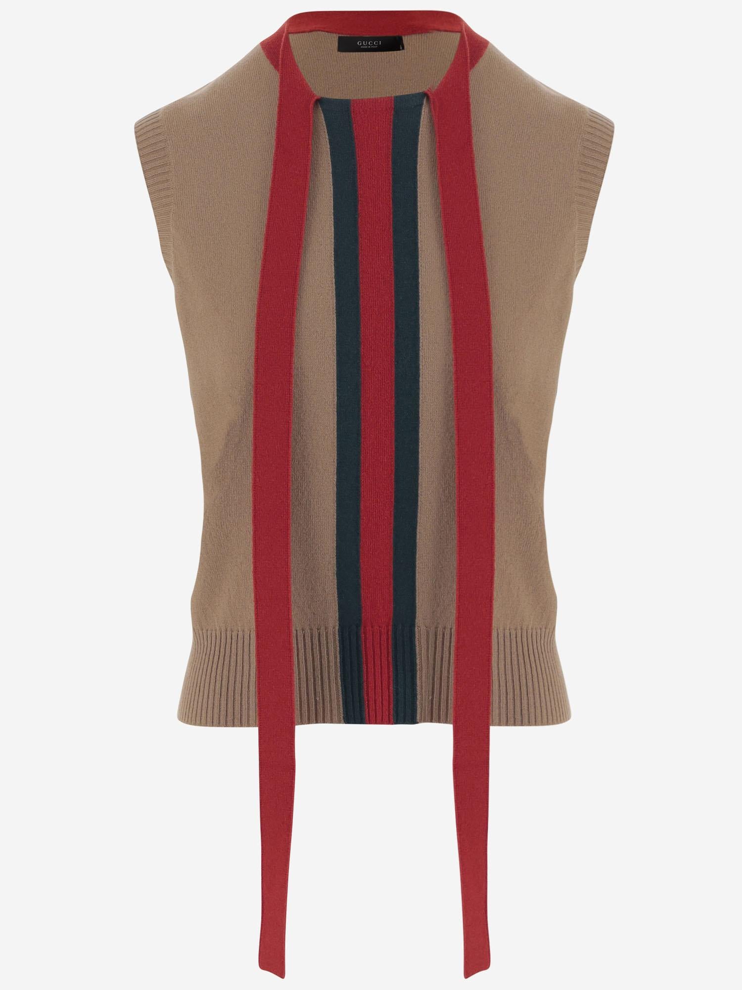 MAGLIA IN CASHMERE CON NASTRO WEB 864968 XKFGP2149 GUCCI 