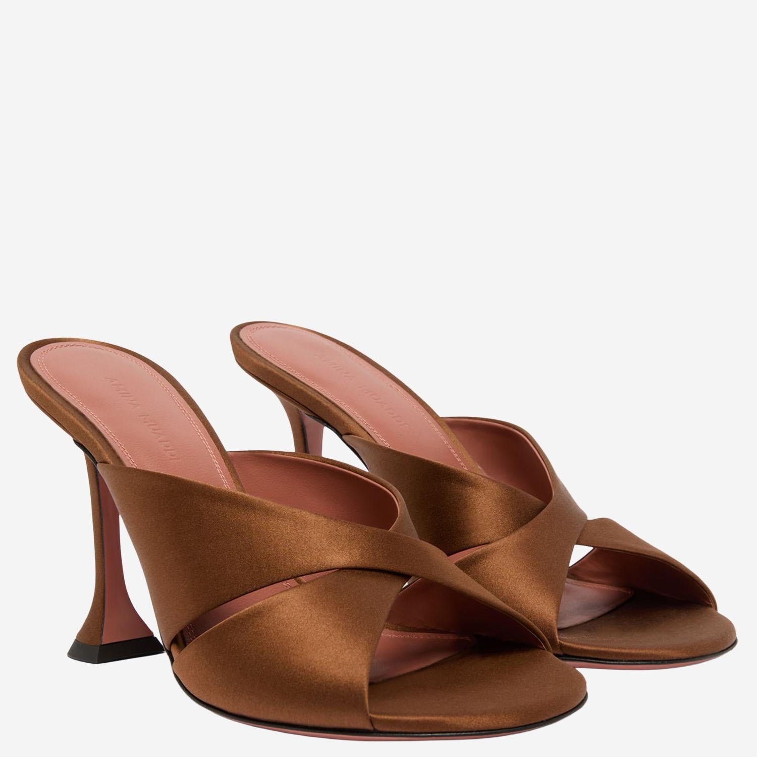 SANDALI SALMA IN RASO SALMASLIPPER 95MOCHA AMINA MUADDI 