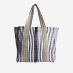 BORSA SHOPPING CON MOTIVO A RIGHE AU820995 08BLACK/WHITE EJA 