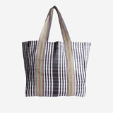 BORSA SHOPPING CON MOTIVO A RIGHE AU820995 08BLACK/WHITE EJA 