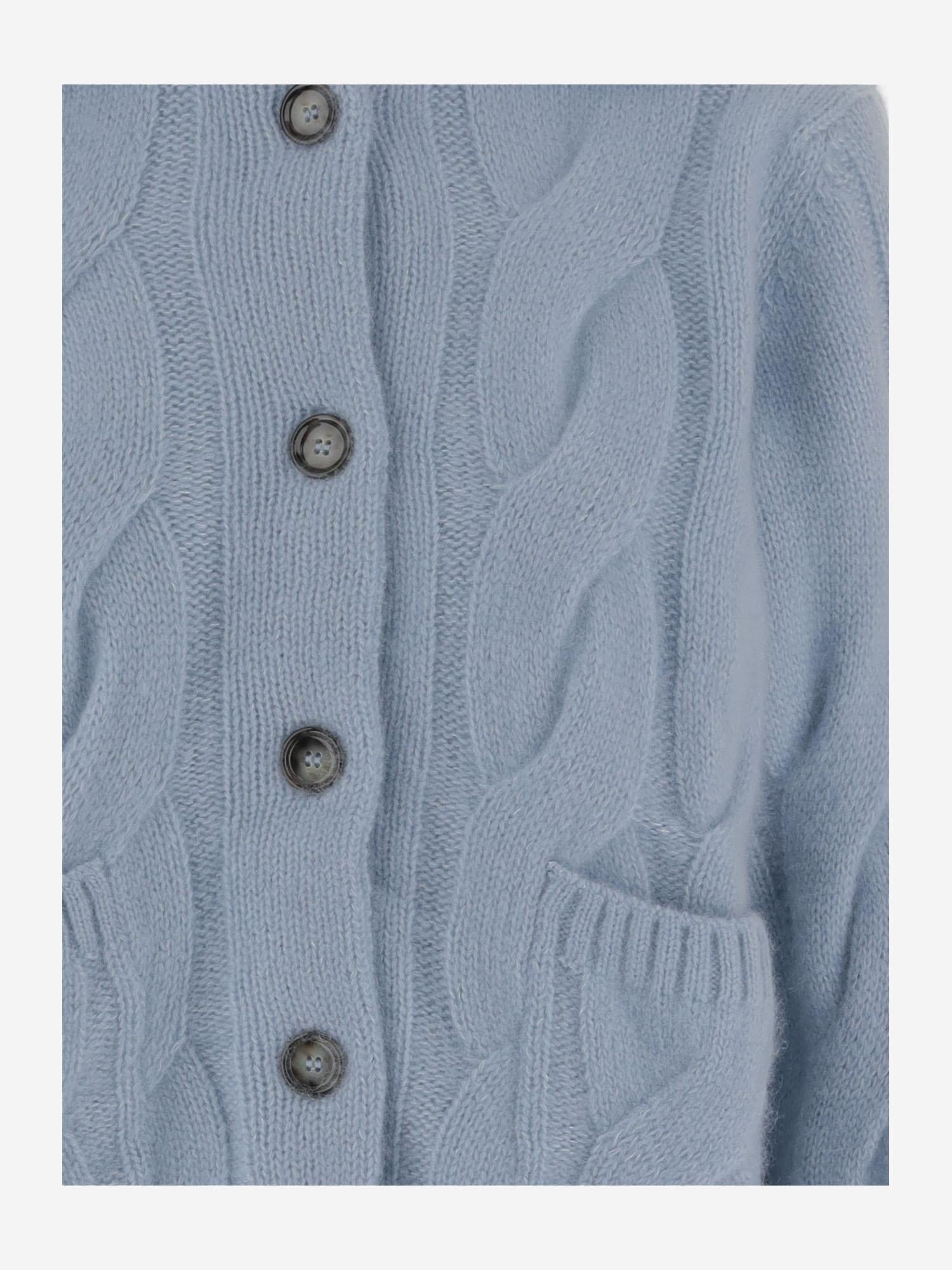 CARDIGAN IN CASHMERE E SETA CON MOTIVO A TRECCIA 25577000 11 ALLUDE 