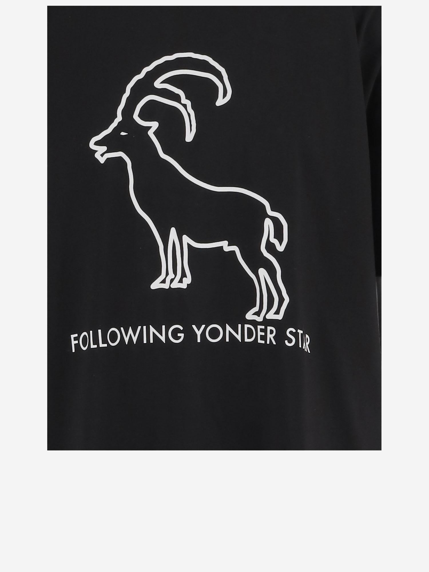 T-SHIRT FOLLOWING YONDER STAR <BR/>IN COTONE STRETCH NERO WHITE BINI SILVIA 