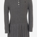 ABITO IN COTONE CON LAVORAZIONE TRECCIA E GONNA PLISSÉ 312978841 002 POLO RALPH LAUREN KIDS 