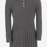 ABITO IN COTONE CON LAVORAZIONE TRECCIA E GONNA PLISSÉ 312978841 002 POLO RALPH LAUREN KIDS 