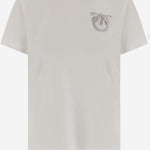 T-SHIRT IN COTONE CON RICAMO GIOIELLO LOVE BIRDS 103320 A2RNZ05 PINKO 