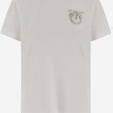 T-SHIRT IN COTONE CON RICAMO GIOIELLO LOVE BIRDS 103320 A2RNZ05 PINKO 
