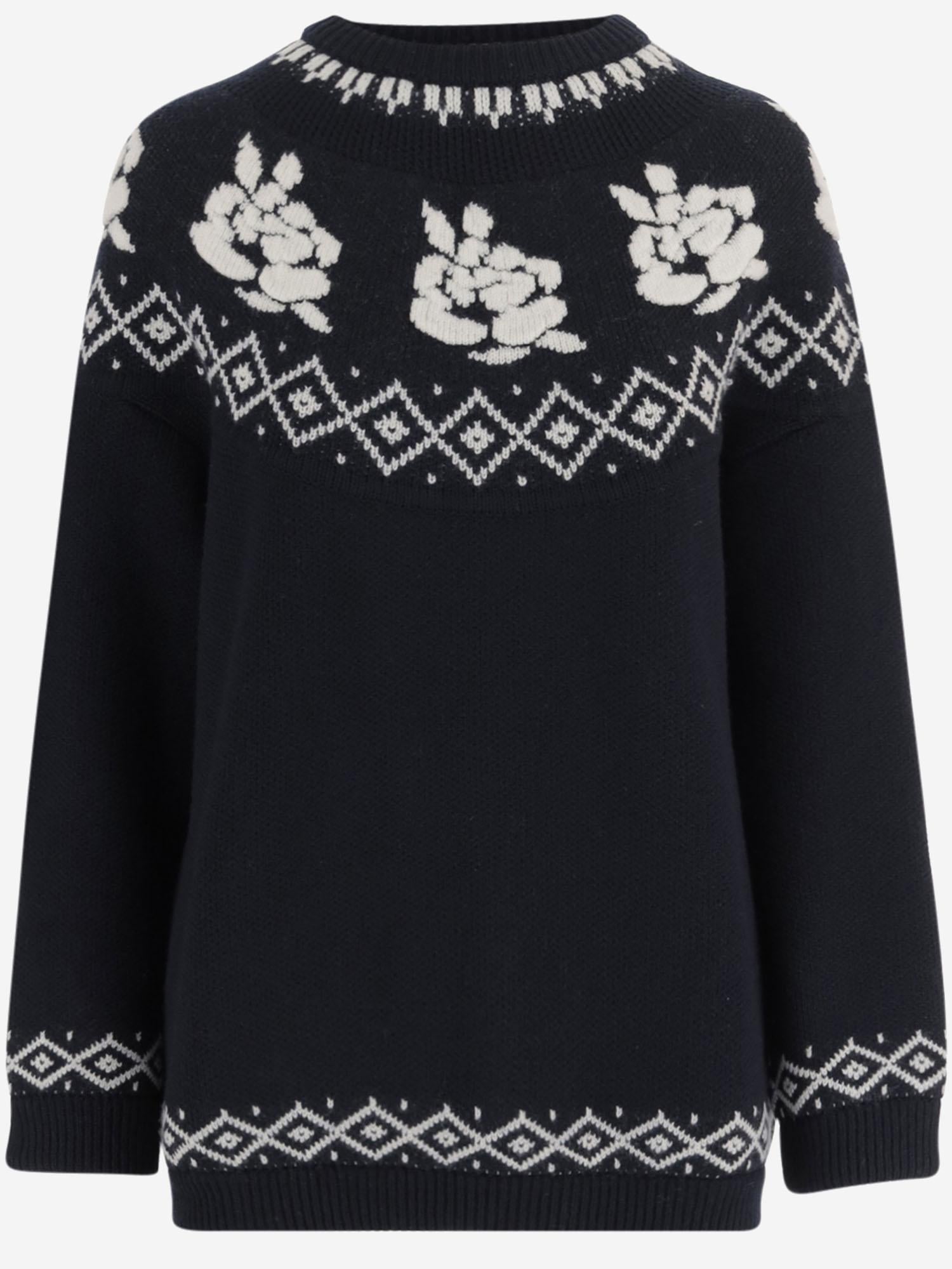 MAGLIONE IN LANA CON MOTIVO GEOMETRICO 294925 NAVY MAGDA BUTRYM 